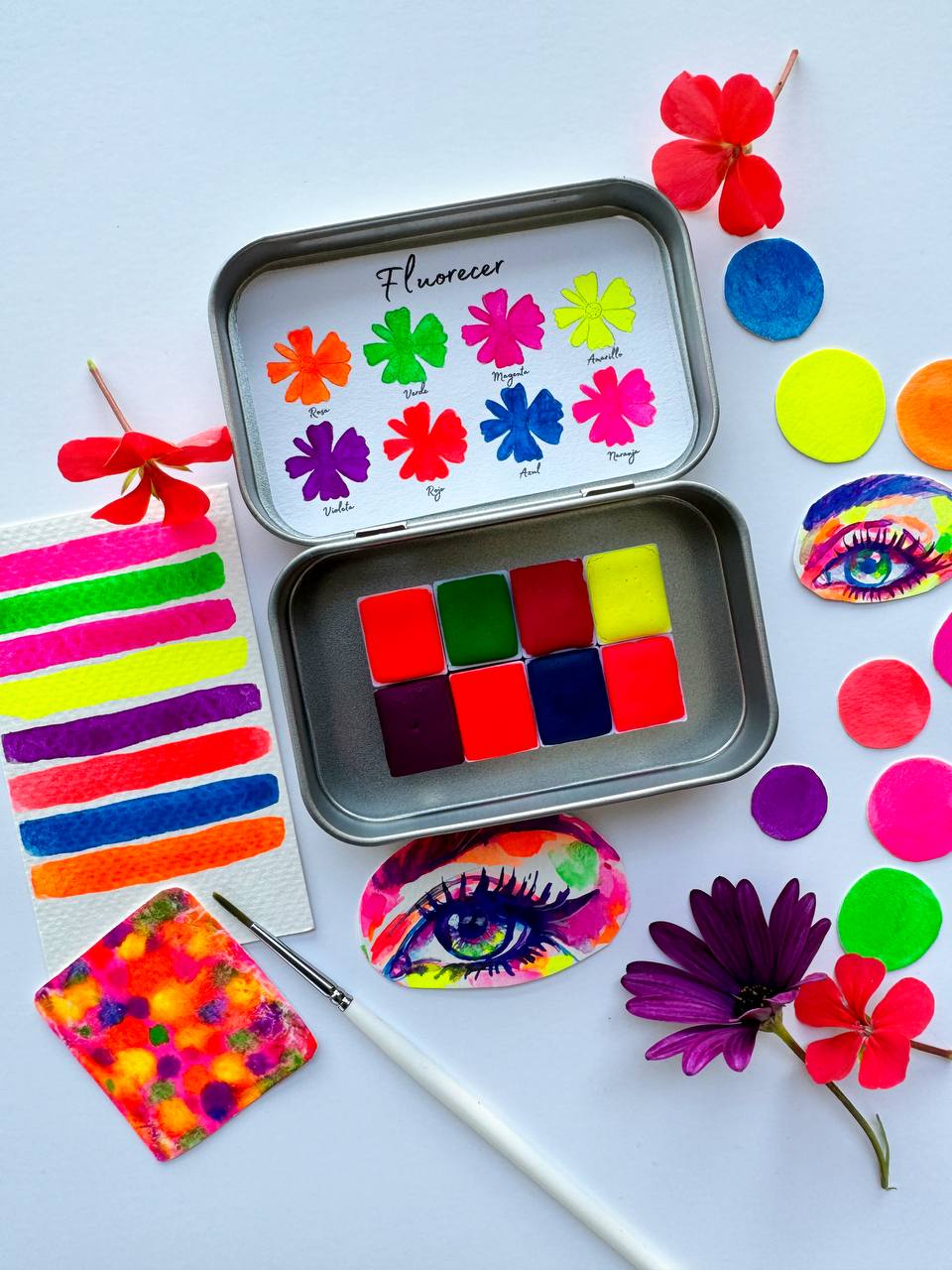 Set FLUORECER – Acuarelas Neón Artesanales