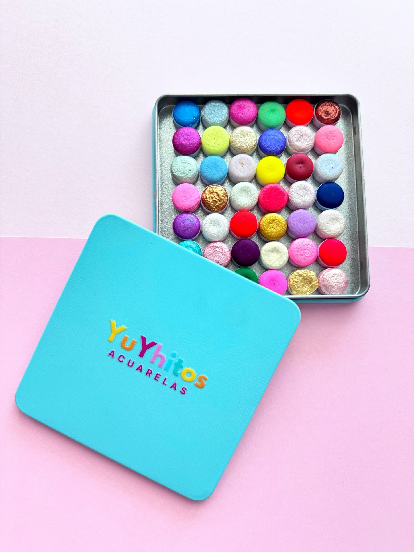 Set YUYHITOS – Acuarelas Mini Pan en 42 tonos