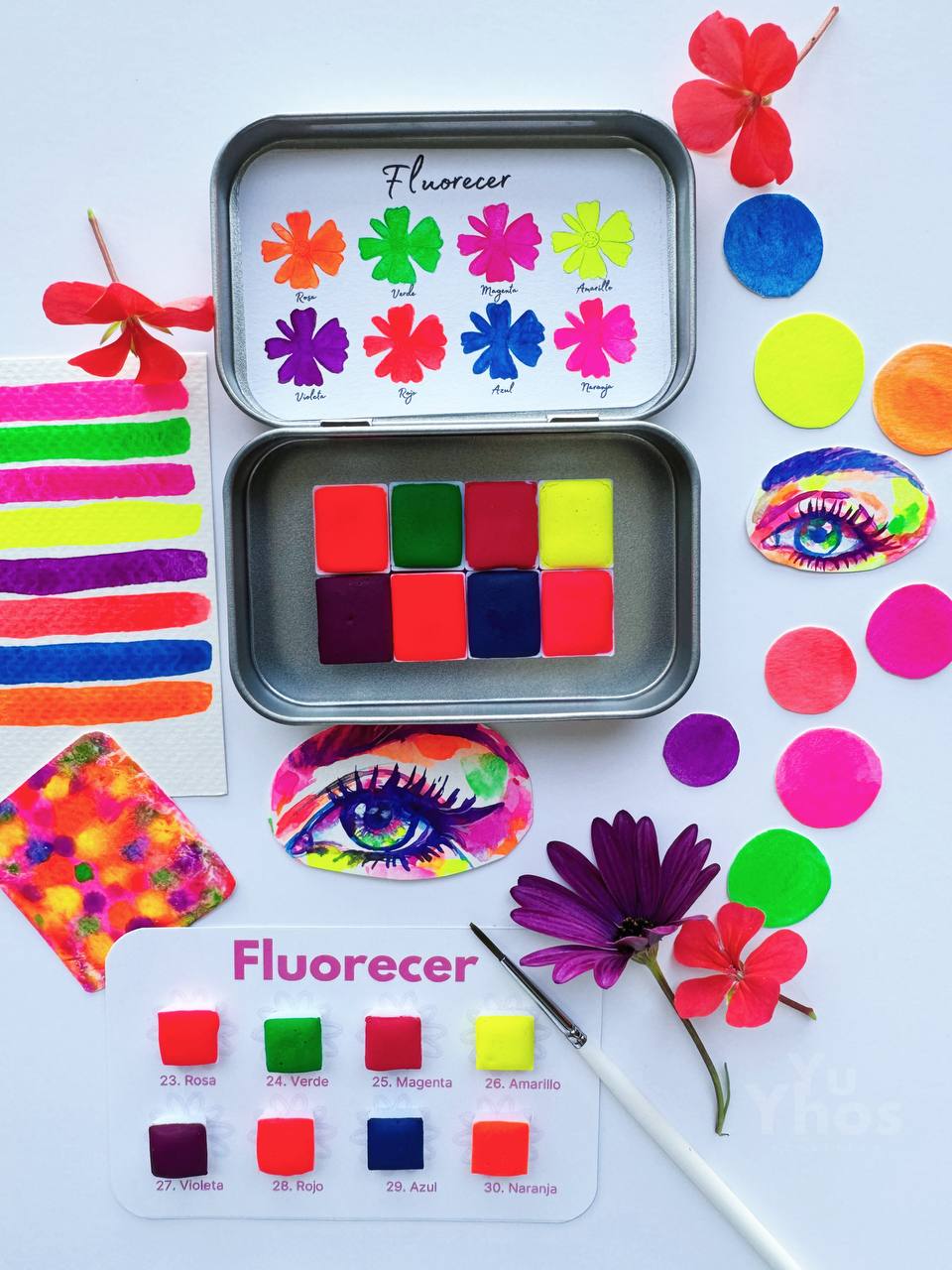 Set FLUORECER – Acuarelas Neón Artesanales
