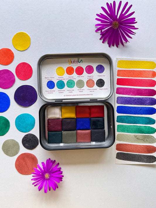 Set CLÁSICO– Acuarela Profesional MONOPIGMENTO (12 colores)